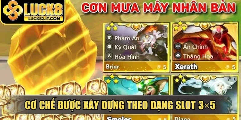 Cơ chế được xây dựng theo dạng slot 3×5 với nhiều đường paylines khác nhau